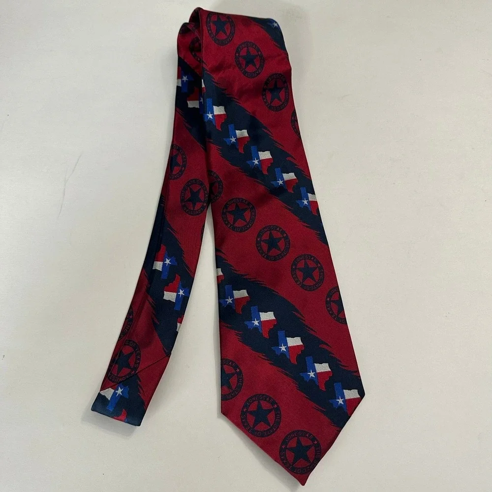 Eagles Wings Mens Texas Lone Star State Seal Silk Necktie Tie Red Navy Blue